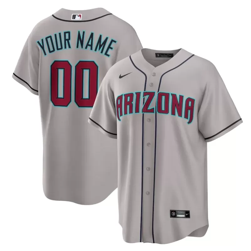 Men's Arizona Diamondbacks Nike Gray Road Custom Replica Jersey Men's Arizona Diamondbacks Nike Gray Road Custom Replica Jersey