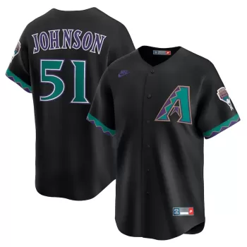 Men's Arizona Diamondbacks Randy Johnson Nike Black Throwback Cooperstown Collection Limited Jersey