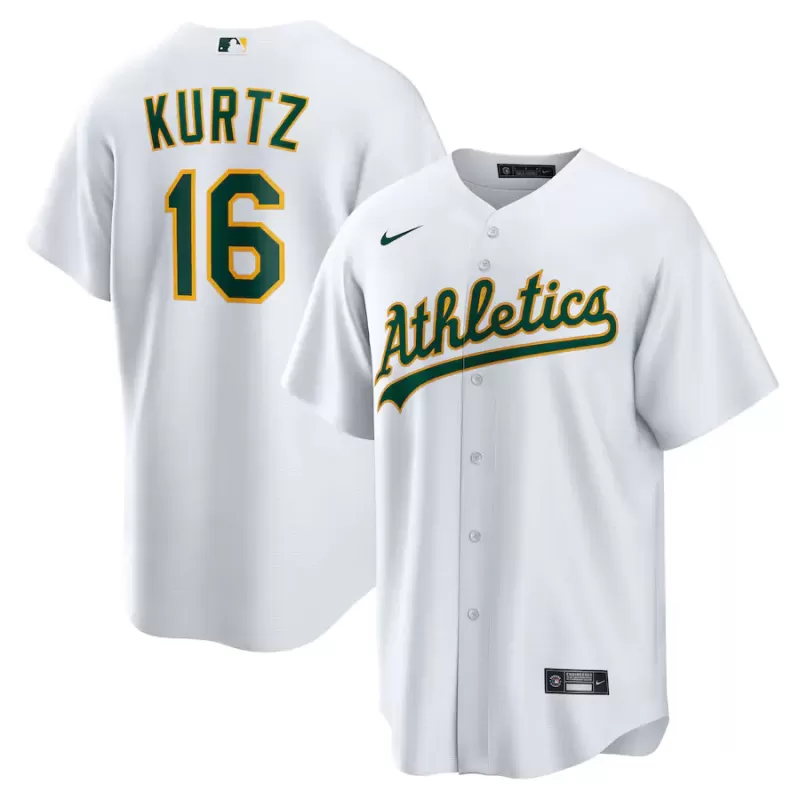 Men's Athletics Nick Kurtz Nike White Home Replica Player Jersey Men's Athletics Nick Kurtz Nike White Home Replica Player Jersey