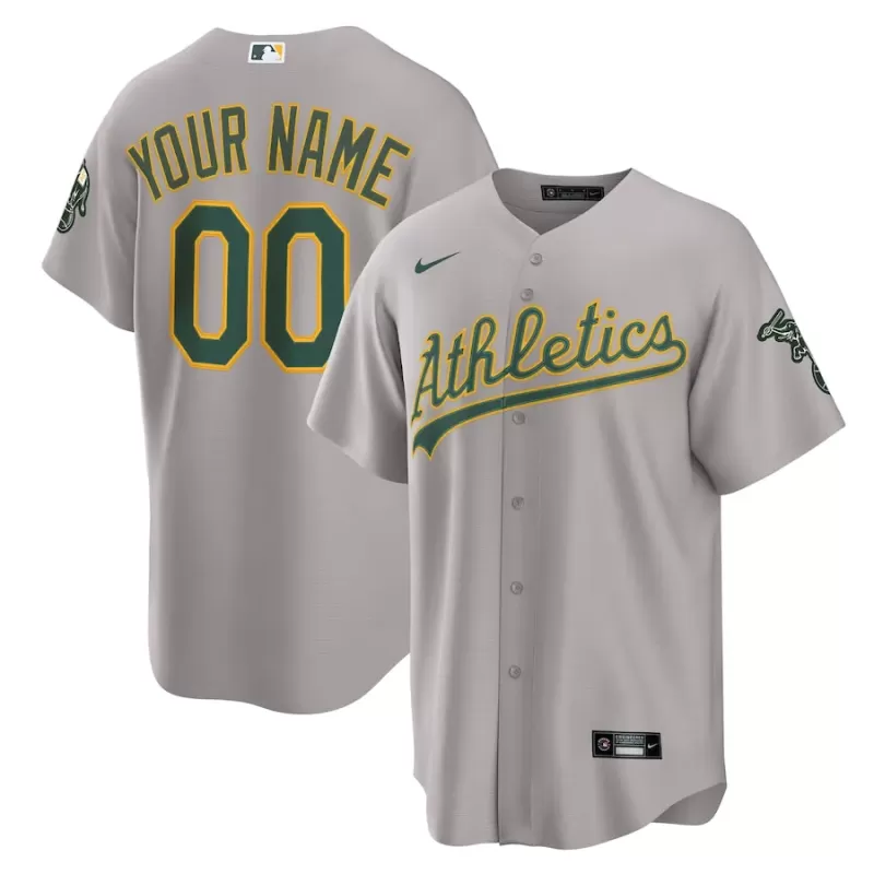 Men's Athletics Nike Gray Road Custom Replica Jersey
