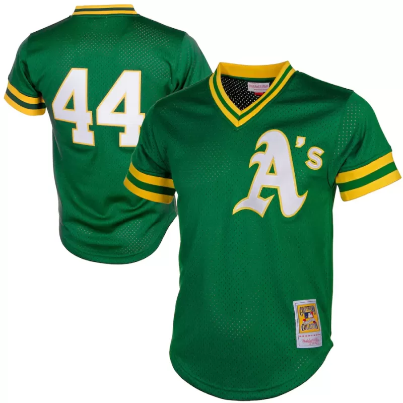 Men's Athletics Reggie Jackson Mitchell & Ness Green Cooperstown Mesh Batting Practice Jersey Men's Athletics Reggie Jackson Mitchell & Ness Green Cooperstown Mesh Batting Practice Jersey