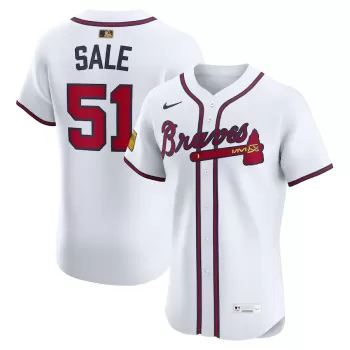 Men's Atlanta Braves Chris Sale Nike White Home Sponsor Patch MLB Awards Gold Batterman Elite Jersey