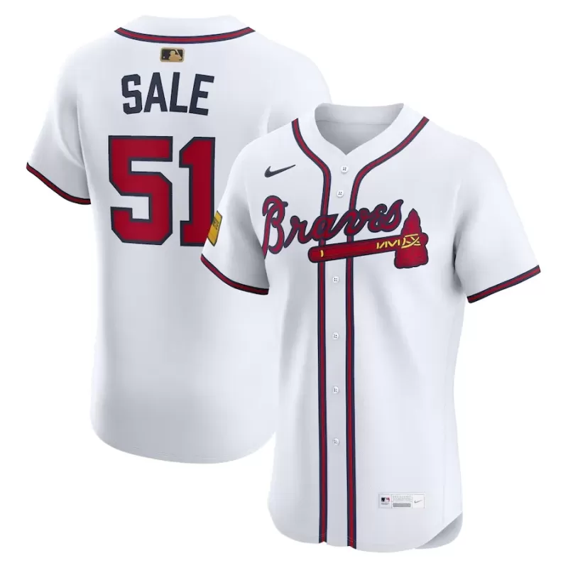 Men's Atlanta Braves Chris Sale Nike White Home Sponsor Patch MLB Awards Gold Batterman Elite Jersey Men's Atlanta Braves Chris Sale Nike White Home Sponsor Patch MLB Awards Gold Batterman Elite Jersey