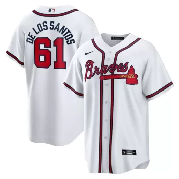 Men's Atlanta Braves Enyel De Los Santos Nike White Home Replica Jersey