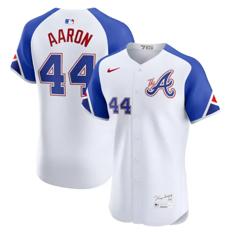 Men's Atlanta Braves Hank Aaron Nike White City Connect Elite Player Jersey Men's Atlanta Braves Hank Aaron Nike White City Connect Elite Player Jersey