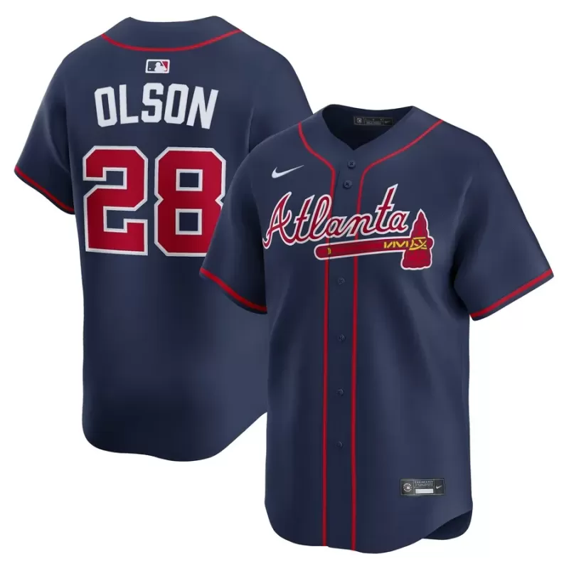 Men's Atlanta Braves Matt Olson Nike Navy Alternate Limited Jersey Men's Atlanta Braves Matt Olson Nike Navy Alternate Limited Jersey