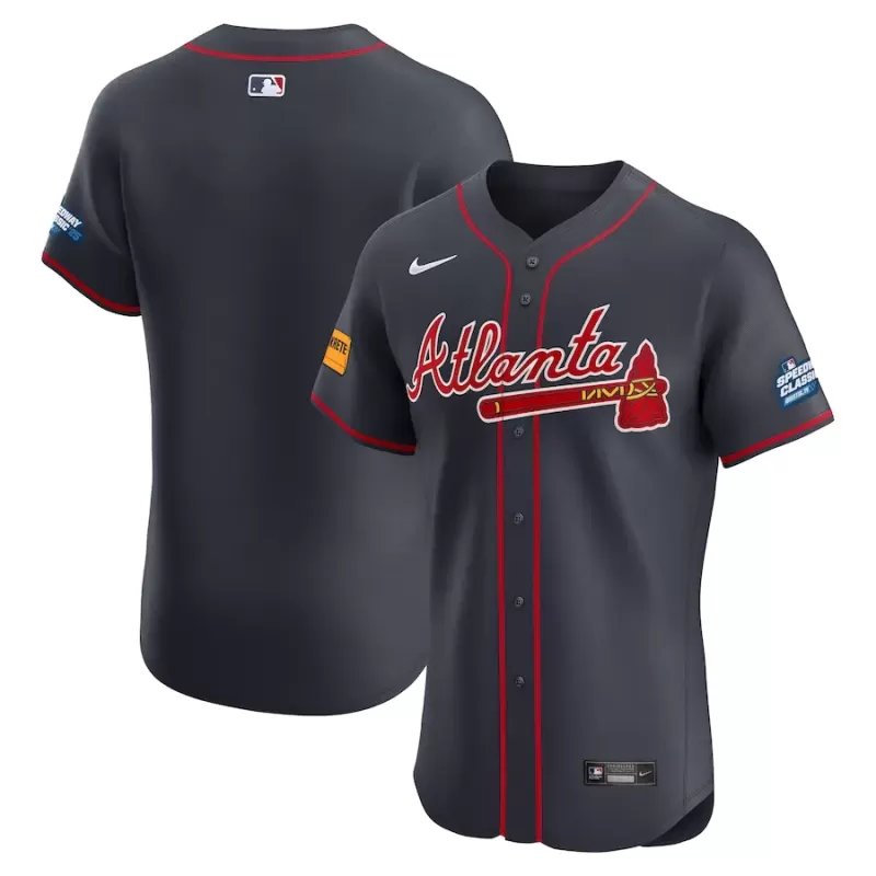 Men's Atlanta Braves Nike Navy 2025 MLB Speedway Classic Alternate Elite Jersey Men's Atlanta Braves Nike Navy 2025 MLB Speedway Classic Alternate Elite Jersey