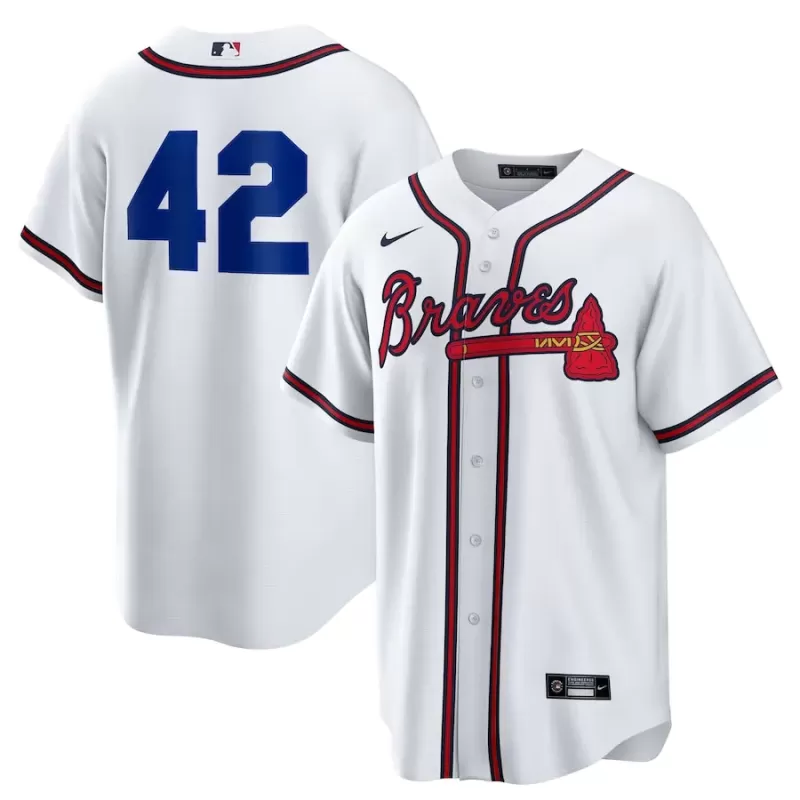 Men's Atlanta Braves Nike White Home 2025 Jackie Robinson Day Replica Jersey Men's Atlanta Braves Nike White Home 2025 Jackie Robinson Day Replica Jersey