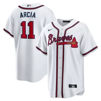 Men's Atlanta Braves Orlando Arcia Nike White Home Replica Jersey
