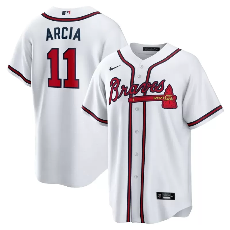 Men's Atlanta Braves Orlando Arcia Nike White Home Replica Jersey Men's Atlanta Braves Orlando Arcia Nike White Home Replica Jersey