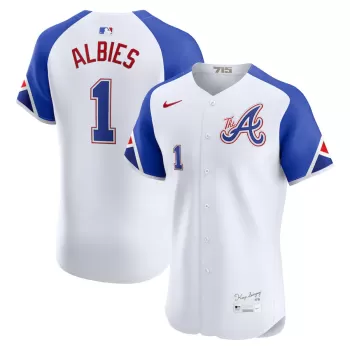 Men's Atlanta Braves Ozzie Albies Nike White City Connect Elite Player Jersey Men's Atlanta Braves Ozzie Albies Nike White City Connect Elite Player Jersey