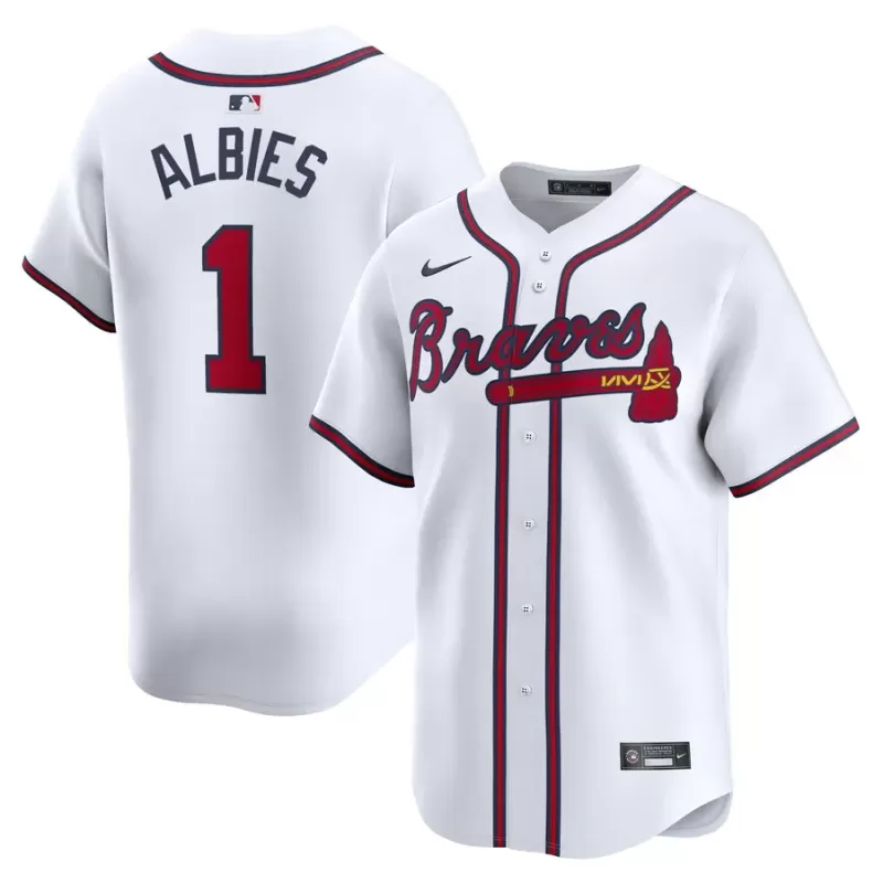 Men's Atlanta Braves Ozzie Albies Nike White Home Limited Player Jersey Men's Atlanta Braves Ozzie Albies Nike White Home Limited Player Jersey
