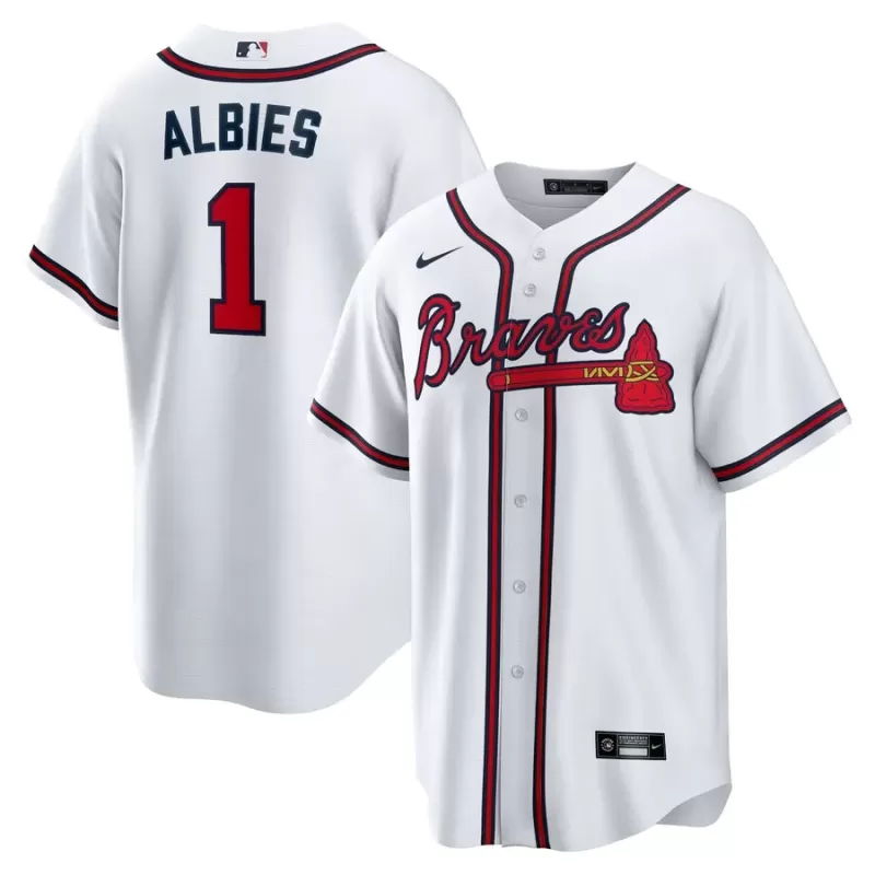 Men's Atlanta Braves Ozzie Albies Nike White Home Replica Player Name Jersey Men's Atlanta Braves Ozzie Albies Nike White Home Replica Player Name Jersey