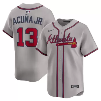 Men's Atlanta Braves Ronald Acuña Jr. Nike Gray Road Limited Player Jersey