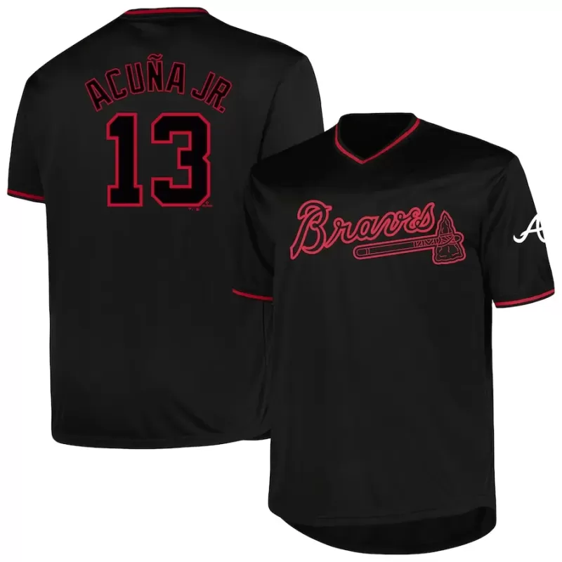 Men's Atlanta Braves Ronald Acuña Jr. Profile Black Big & Tall Pop Fashion Player Jersey