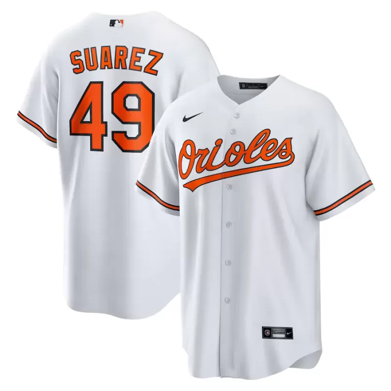 Men's Baltimore Orioles Albert Suarez Nike White Home Replica Jersey Men's Baltimore Orioles Albert Suarez Nike White Home Replica Jersey
