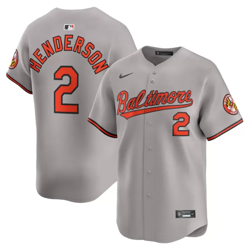Men's Baltimore Orioles Gunnar Henderson Nike Gray Road Limited Player Jersey Men's Baltimore Orioles Gunnar Henderson Nike Gray Road Limited Player Jersey