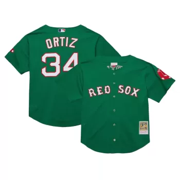 Men's Boston Red Sox David Ortiz Mitchell & Ness Kelly Green Cooperstown Collection Mesh Batting Practice Jersey Men's Boston Red Sox David Ortiz Mitchell & Ness Kelly Green Cooperstown Collection Mesh Batting Practice Jersey