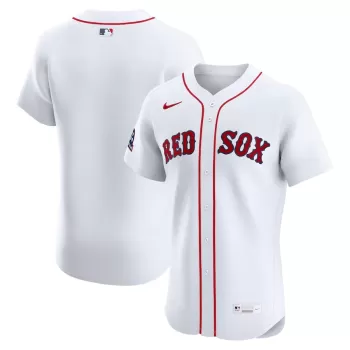 Men's Boston Red Sox Nike White Home Sponsor Patch Elite Jersey