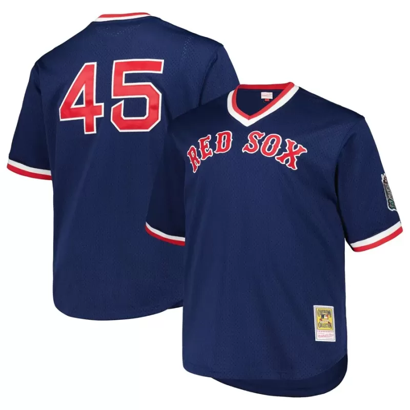 Men's Boston Red Sox Pedro Martinez Mitchell & Ness Navy 1999 Cooperstown Collection Mesh Pullover Jersey Men's Boston Red Sox Pedro Martinez Mitchell & Ness Navy 1999 Cooperstown Collection Mesh Pullover Jersey