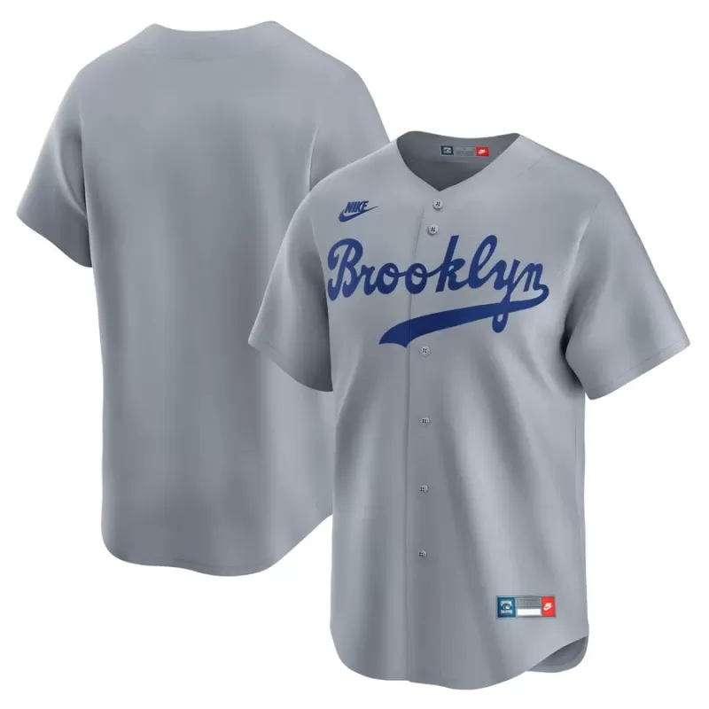 Men's Brooklyn Dodgers Nike Gray Throwback Cooperstown Collection Limited Jersey