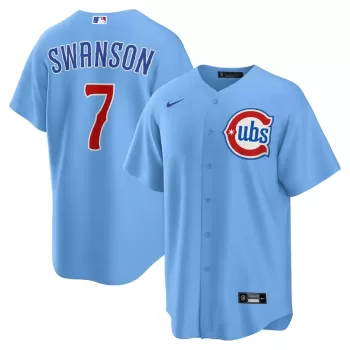 Men's Chicago Cubs Dansby Swanson Nike Light Blue 2nd Alternate Replica Player Jersey Men's Chicago Cubs Dansby Swanson Nike Light Blue 2nd Alternate Replica Player Jersey