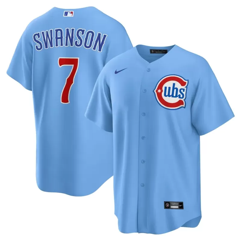 Men's Chicago Cubs Dansby Swanson Nike Light Blue 2nd Alternate Replica Player Jersey Men's Chicago Cubs Dansby Swanson Nike Light Blue 2nd Alternate Replica Player Jersey