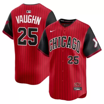 Men's Chicago White Sox Andrew Vaughn Nike Red/Black 2025 City Connect Limited Player Jersey Men's Chicago White Sox Andrew Vaughn Nike Red/Black 2025 City Connect Limited Player Jersey