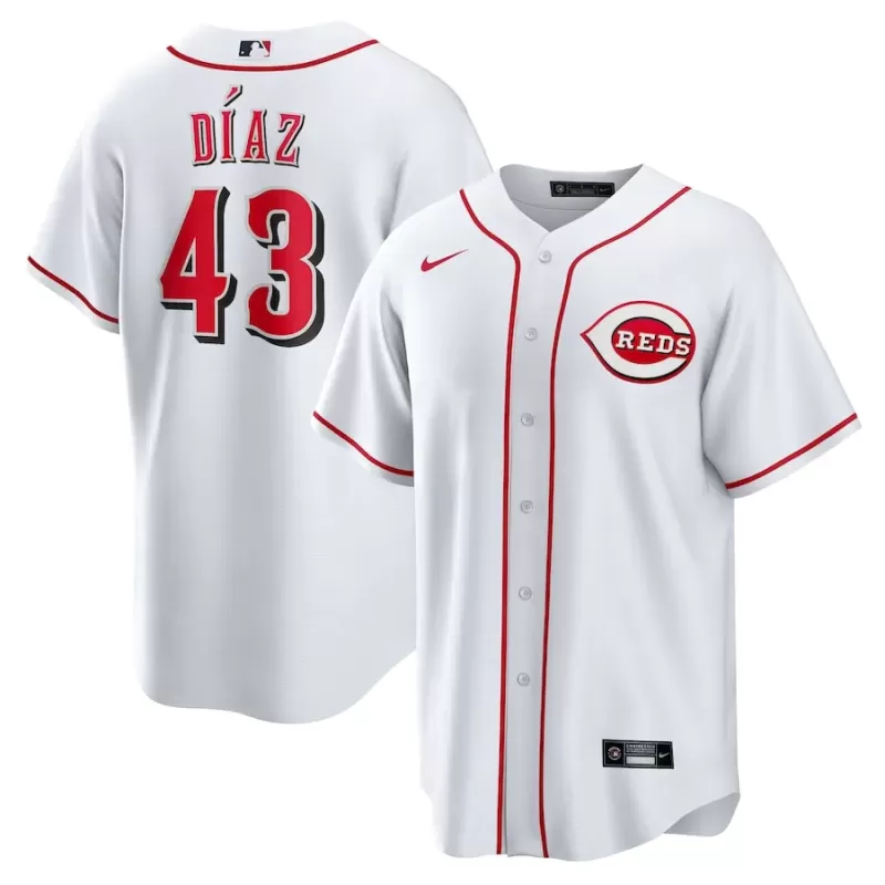 Men's Cincinnati Reds Alexis Diaz Nike White Home Replica Jersey Men's Cincinnati Reds Alexis Diaz Nike White Home Replica Jersey