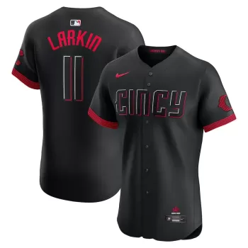 Men's Cincinnati Reds Barry Larkin Nike Black City Connect Elite Jersey