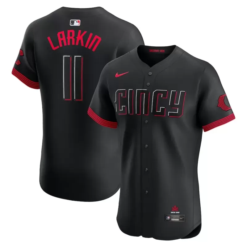 Men's Cincinnati Reds Barry Larkin Nike Black City Connect Elite Jersey Men's Cincinnati Reds Barry Larkin Nike Black City Connect Elite Jersey
