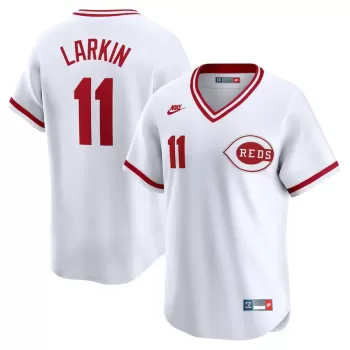 Men's Cincinnati Reds Barry Larkin Nike White Throwback Cooperstown Limited Jersey Men's Cincinnati Reds Barry Larkin Nike White Throwback Cooperstown Limited Jersey