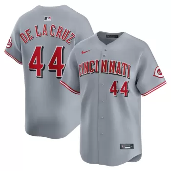 Men's Cincinnati Reds Elly De La Cruz Nike Gray Road Limited Player Jersey Men's Cincinnati Reds Elly De La Cruz Nike Gray Road Limited Player Jersey