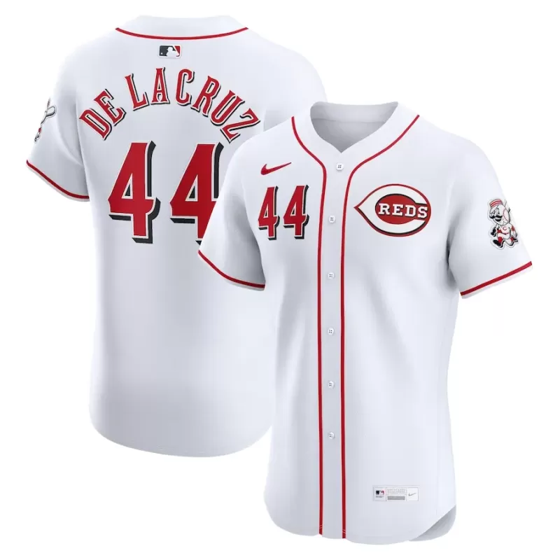 Men's Cincinnati Reds Elly De La Cruz Nike White Home Elite Jersey Men's Cincinnati Reds Elly De La Cruz Nike White Home Elite Jersey