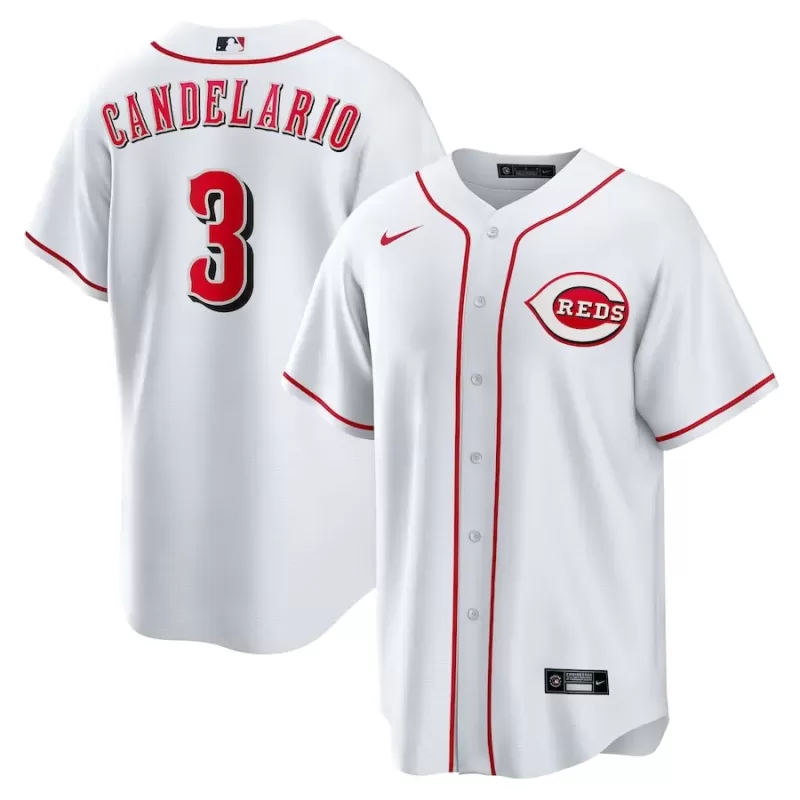 Men's Cincinnati Reds Jeimer Candelario Nike White Home Replica Jersey Men's Cincinnati Reds Jeimer Candelario Nike White Home Replica Jersey