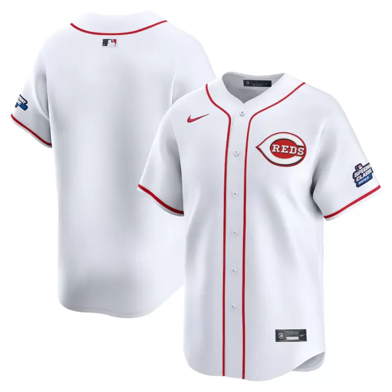 Men's Cincinnati Reds Nike White 2025 MLB Speedway Classic Home Limited Jersey Men's Cincinnati Reds Nike White 2025 MLB Speedway Classic Home Limited Jersey