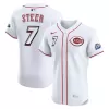 Men's Cincinnati Reds Spencer Steer Nike White 2025 MLB Speedway Classic Home Elite Player Jersey Men's Cincinnati Reds Spencer Steer Nike White 2025 MLB Speedway Classic Home Elite Player Jersey