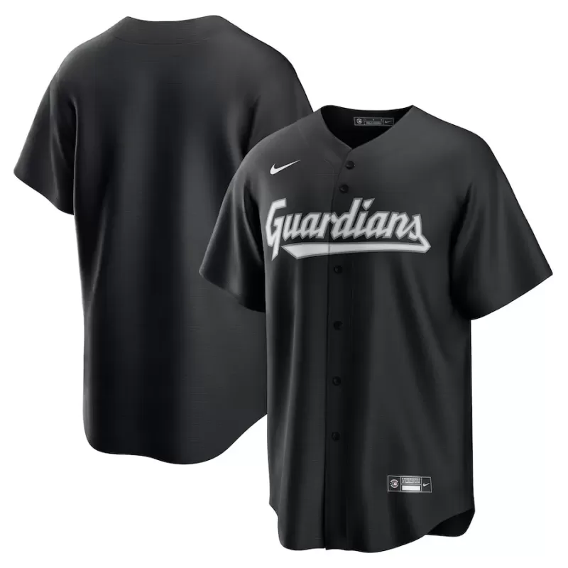 Men's Cleveland Guardians Nike Black Lights Out Replica Jersey