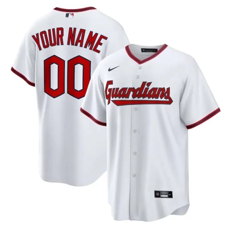 Men's Cleveland Guardians Nike White Home Custom Replica Jersey Men's Cleveland Guardians Nike White Home Custom Replica Jersey