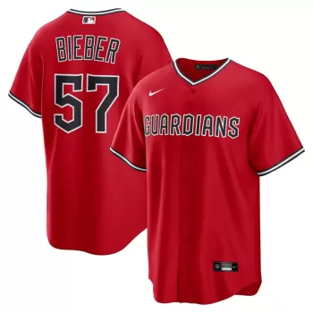 Men's Cleveland Guardians Shane Bieber Nike Red Alternate 2 Replica Jersey Men's Cleveland Guardians Shane Bieber Nike Red Alternate 2 Replica Jersey