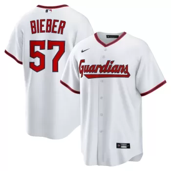 Men's Cleveland Guardians Shane Bieber Nike White Home Replica Jersey Men's Cleveland Guardians Shane Bieber Nike White Home Replica Jersey