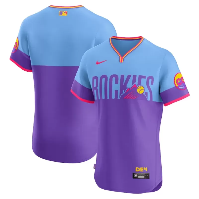 Men's Colorado Rockies Nike Purple 2025 City Connect Elite Jersey Men's Colorado Rockies Nike Purple 2025 City Connect Elite Jersey