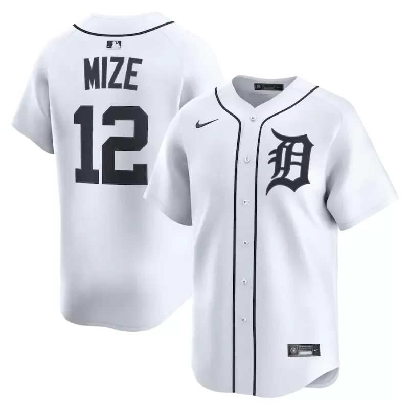 Men's Detroit Tigers Casey Mize Nike White Home Limited Player Jersey Men's Detroit Tigers Casey Mize Nike White Home Limited Player Jersey