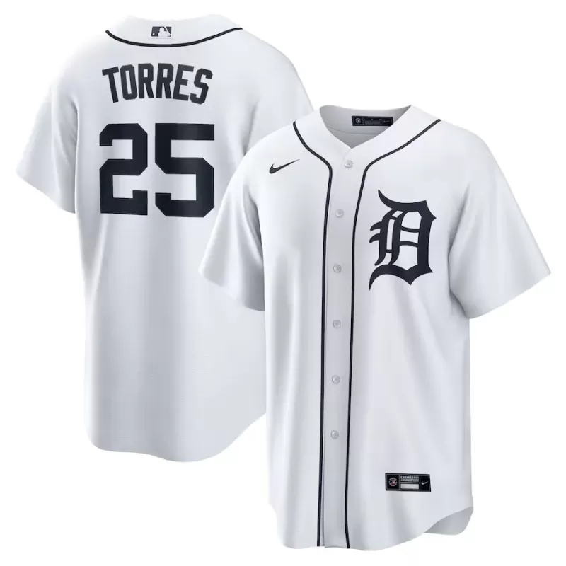 Men's Detroit Tigers Gleyber Torres Nike White Home Replica Jersey Men's Detroit Tigers Gleyber Torres Nike White Home Replica Jersey