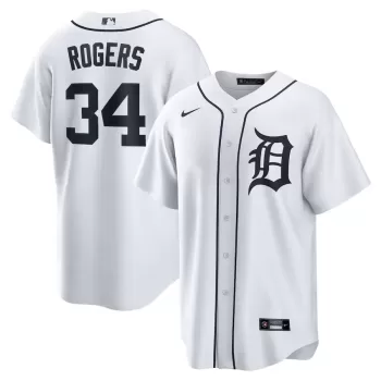Men's Detroit Tigers Jake Rogers Nike White Home Replica Jersey Men's Detroit Tigers Jake Rogers Nike White Home Replica Jersey