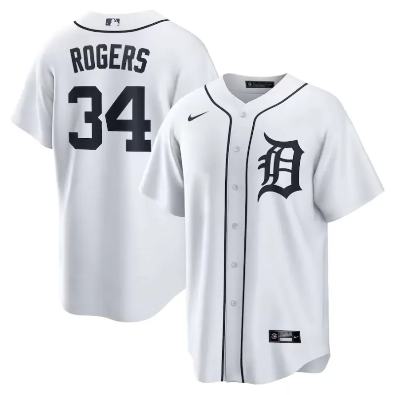 Men's Detroit Tigers Jake Rogers Nike White Home Replica Jersey Men's Detroit Tigers Jake Rogers Nike White Home Replica Jersey