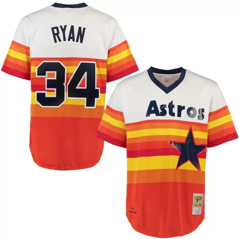 Men's Houston Astros Nolan Ryan Mitchell & Ness White Throwback Authentic Jersey Men's Houston Astros Nolan Ryan Mitchell & Ness White Throwback Authentic Jersey