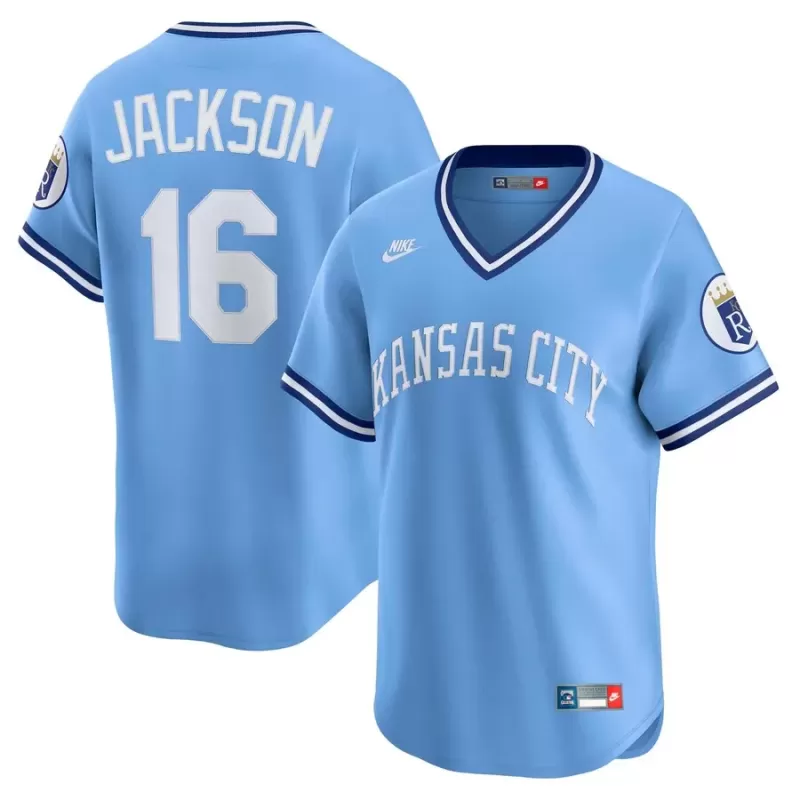Men's Kansas City Royals Bo Jackson Nike Light Blue Throwback Cooperstown Collection Limited Jersey Men's Kansas City Royals Bo Jackson Nike Light Blue Throwback Cooperstown Collection Limited Jersey