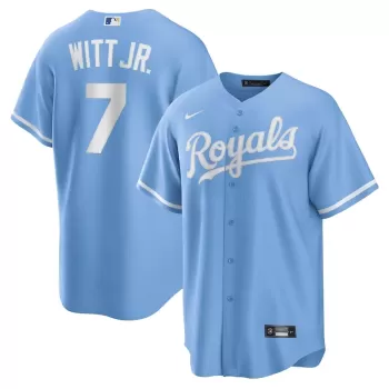 Men's Kansas City Royals Bobby Witt Jr. Nike Light Blue Alternate Replica Jersey Men's Kansas City Royals Bobby Witt Jr. Nike Light Blue Alternate Replica Jersey