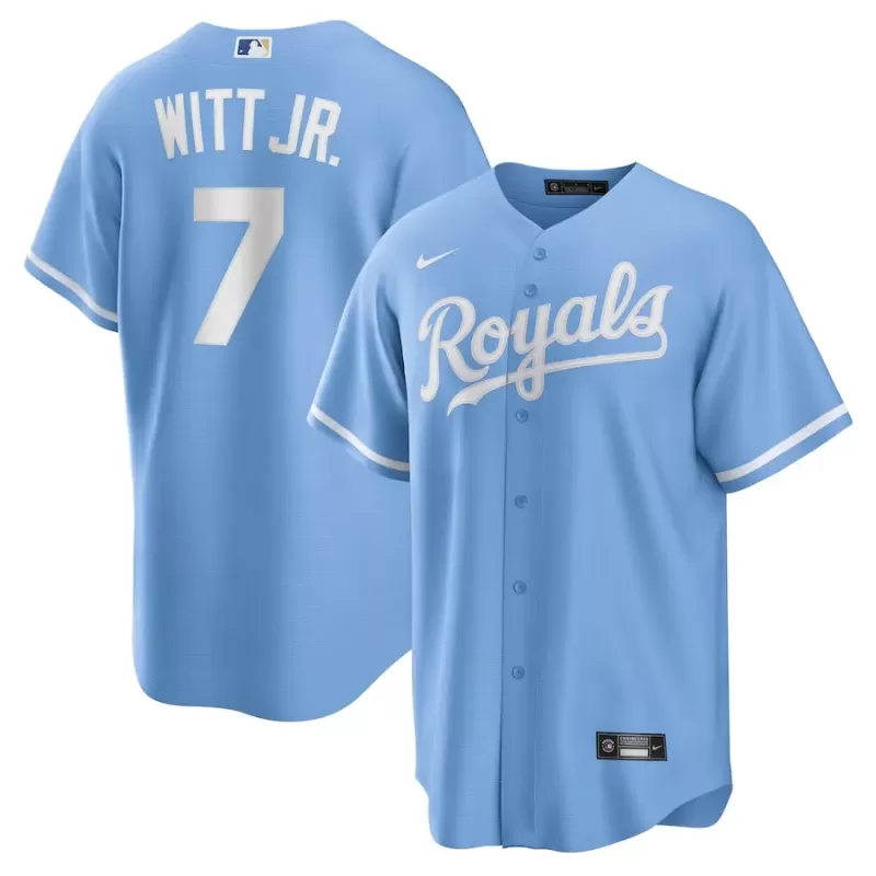 Men's Kansas City Royals Bobby Witt Jr. Nike Light Blue Alternate Replica Jersey Men's Kansas City Royals Bobby Witt Jr. Nike Light Blue Alternate Replica Jersey